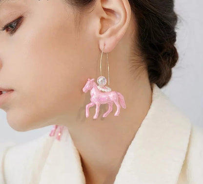 Holographic Horse Earrings - Floral Fawna