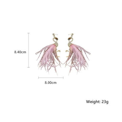 Statement Feather Flamingo Earrings - Floral Fawna