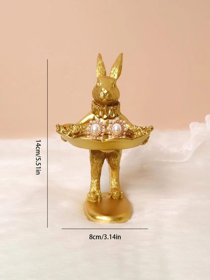 Gold Rabbit Trinket Dish - Floral Fawna