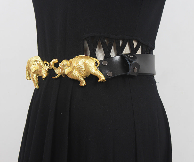 Luxury Elephant Statement Belt - Floral Fawna