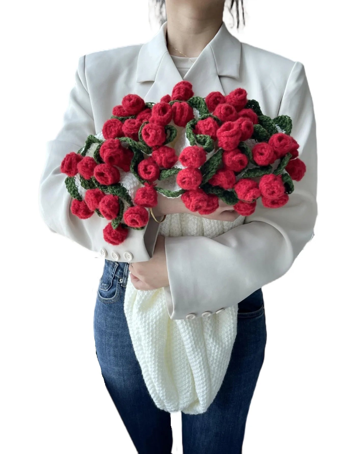 Red Rose Trim Circular Blanket - Floral Fawna