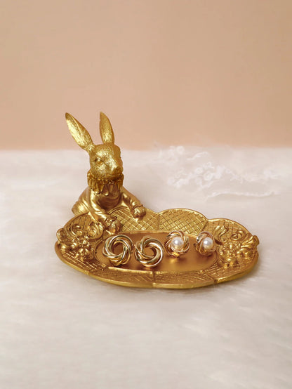Gold Rabbit Trinket Dish - Floral Fawna