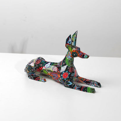 Abstract Dobermann Sculpture - Floral Fawna