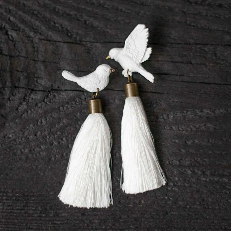 Dove Tassel Earrings - Floral Fawna