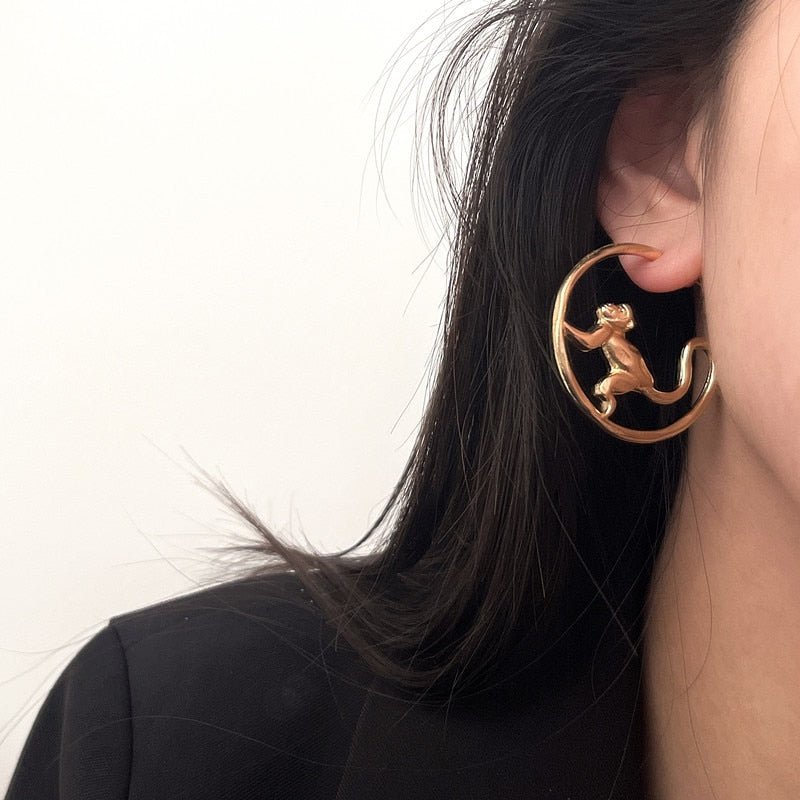 Gold Monkey Hoop Earrings - Floral Fawna