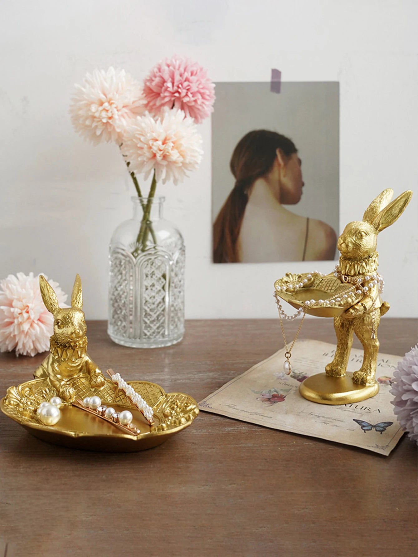Gold Rabbit Trinket Dish - Floral Fawna