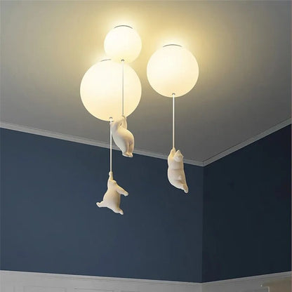 Polar Bear With Balloon Ceiling Light - Floral Fawna