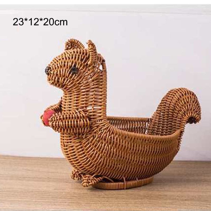 Rattan Animal Fruit Basket - Floral Fawna