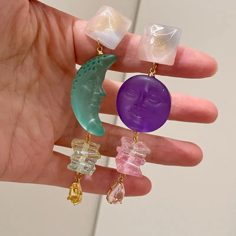 Celestial Crystal Drop Earrings - Floral Fawna