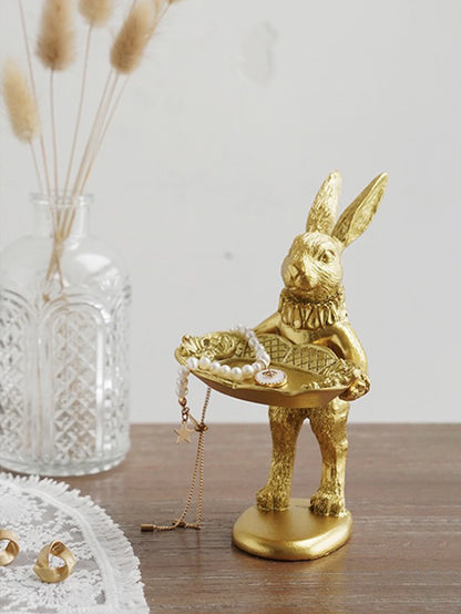Gold Rabbit Trinket Dish - Floral Fawna