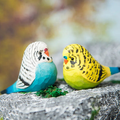 Carved Wooden Bird Ornament - Floral Fawna