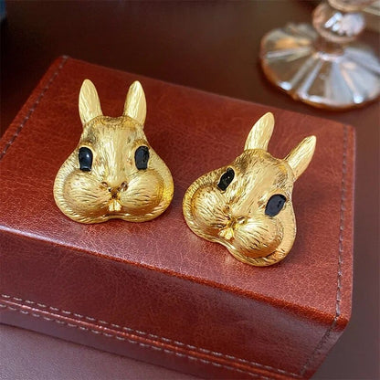 Statement Gold Bunny Earrings - Floral Fawna