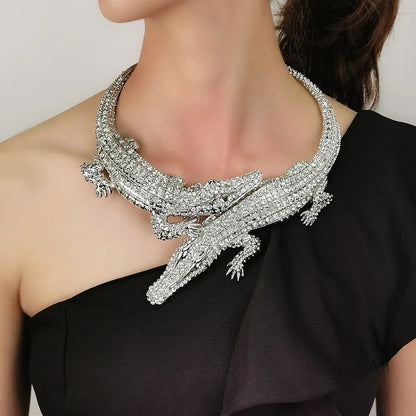 Statement Croc Necklace - Floral Fawna