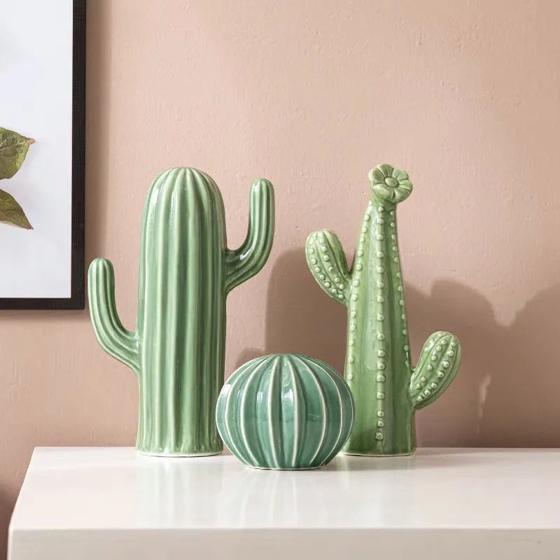 Ceramic Cactus Sculptures - Floral Fawna