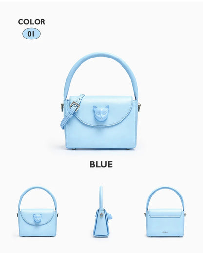 Leather Cat Face Handbag - Floral Fawna