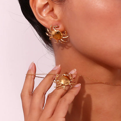 Crab Stud Earrings - Floral Fawna