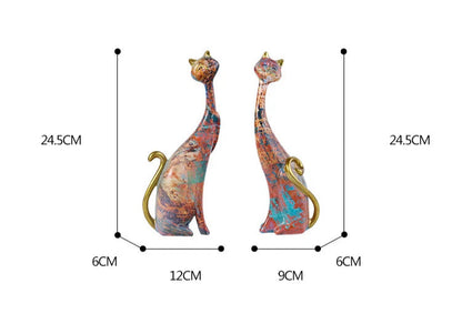 Two Cat Sculptures - Floral Fawna