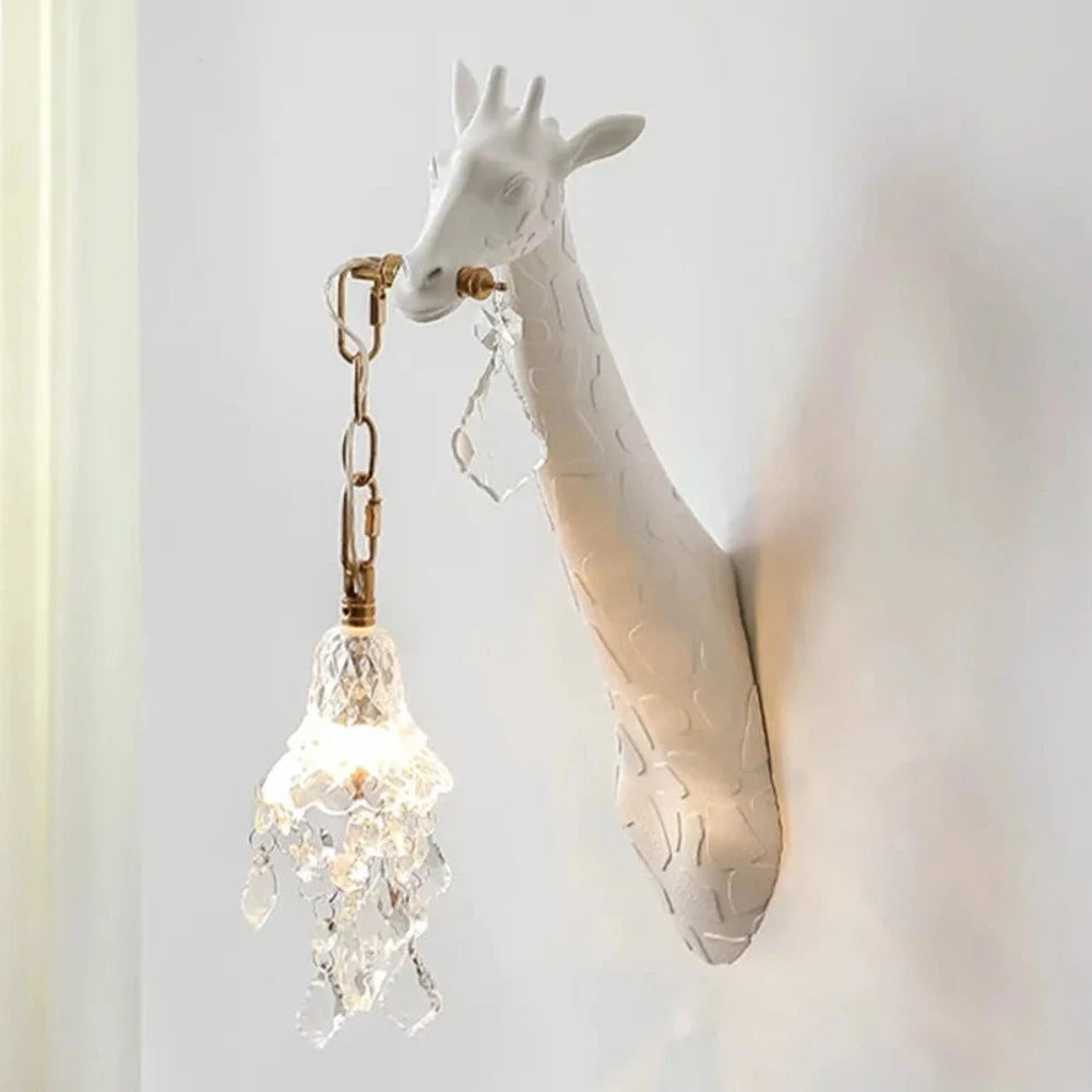 White Giraffe Wall Light - Floral Fawna