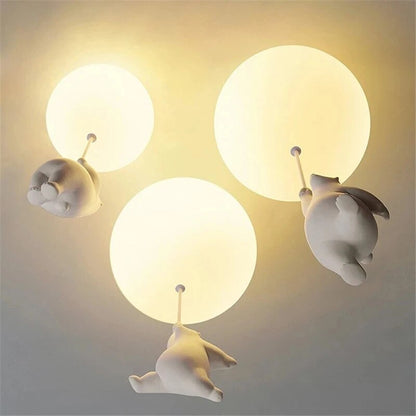 Polar Bear With Balloon Ceiling Light - Floral Fawna