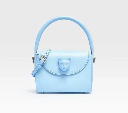 Leather Cat Face Handbag - Floral Fawna