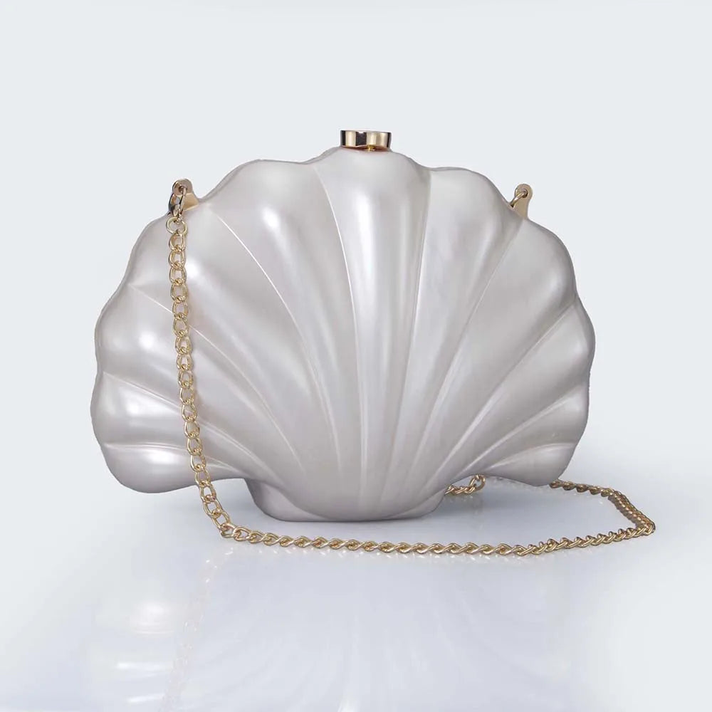 Acrylic Shell Clutch Bag - Floral Fawna