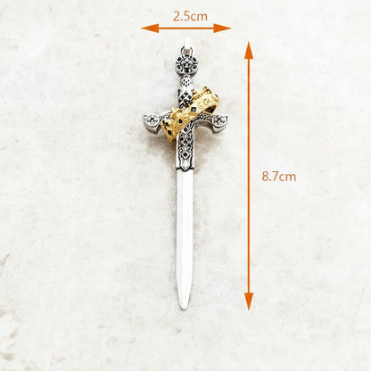 Sterling Silver Sword &amp; Crown Pendant