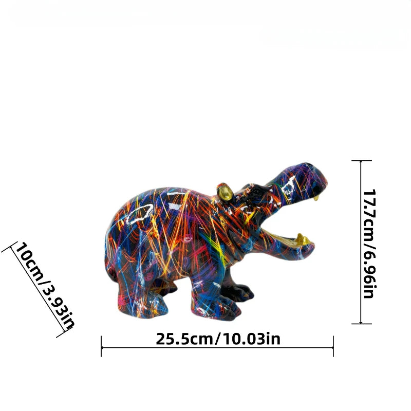 Abstract Hippo Sculpture - Floral Fawna