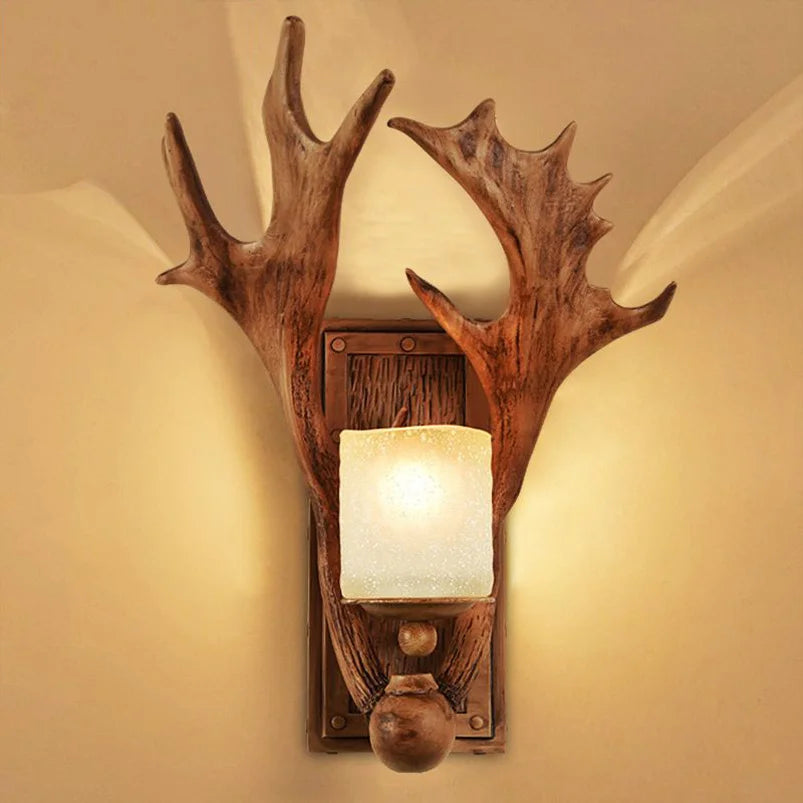 Rustic Antler Wall Sconce - Floral Fawna