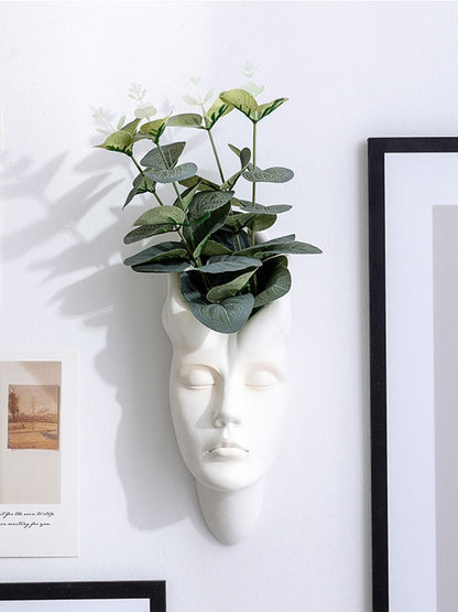 Minimalist Face Wall Vase - Floral Fawna