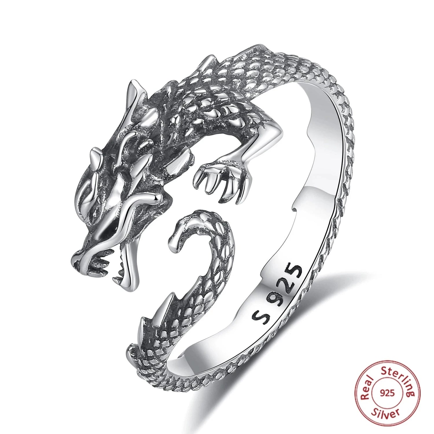 Sterling Silver Dragon Ring