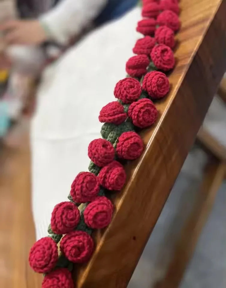 Red Rose Trim Circular Blanket - Floral Fawna