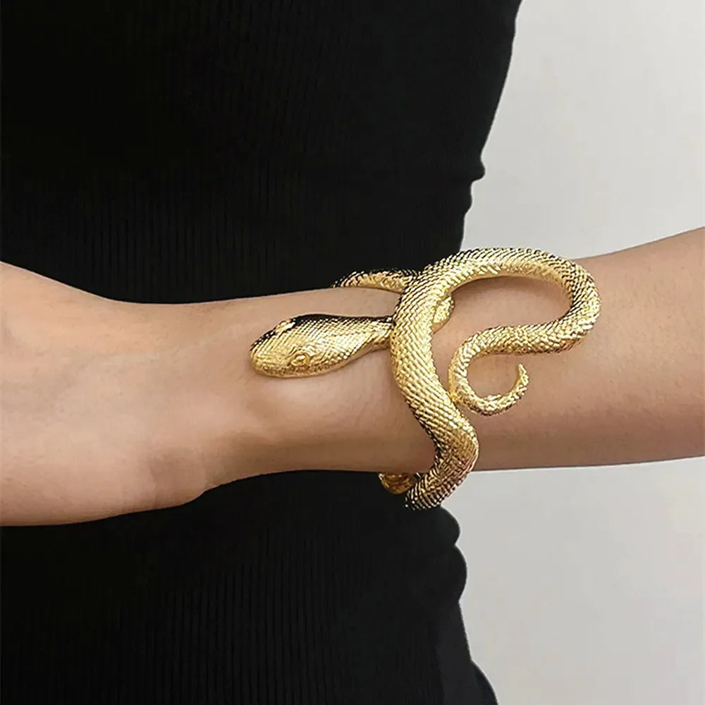 Textured Snake Open Bracelet - Floral Fawna