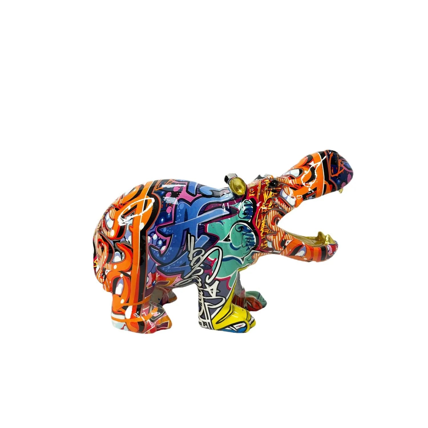 Abstract Hippo Sculpture - Floral Fawna