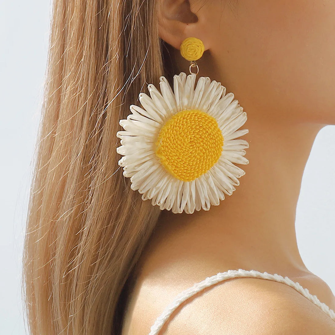 Rattan Sunflower Earrings - Floral Fawna