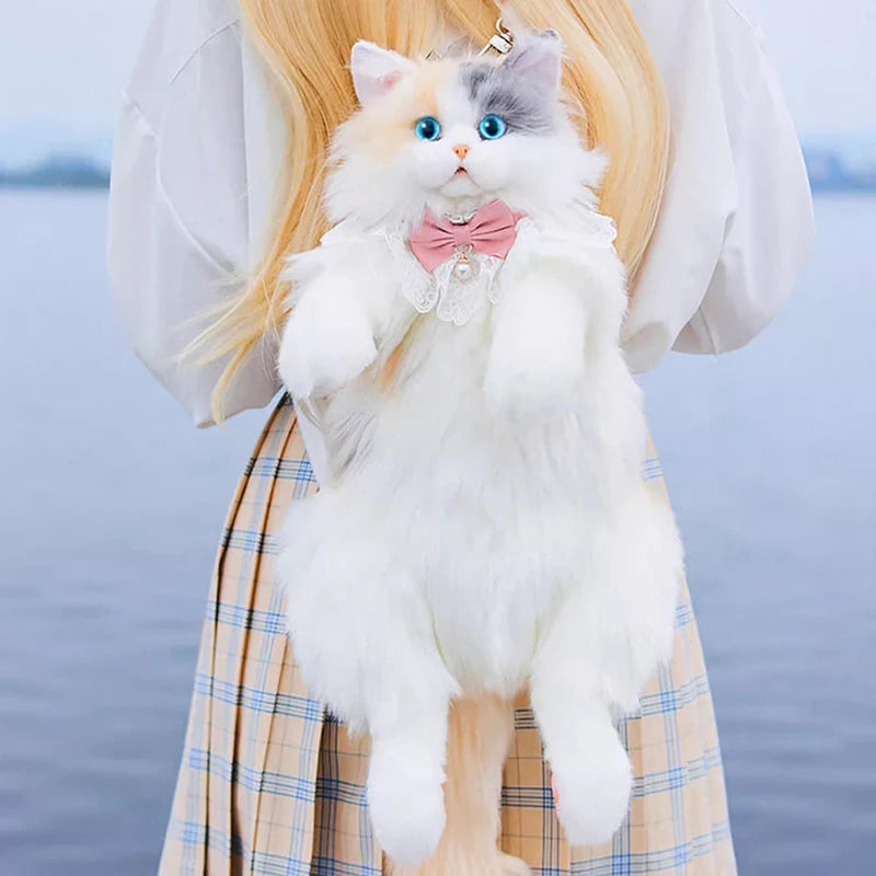 Realistic Plush Cat Backpack - Floral Fawna