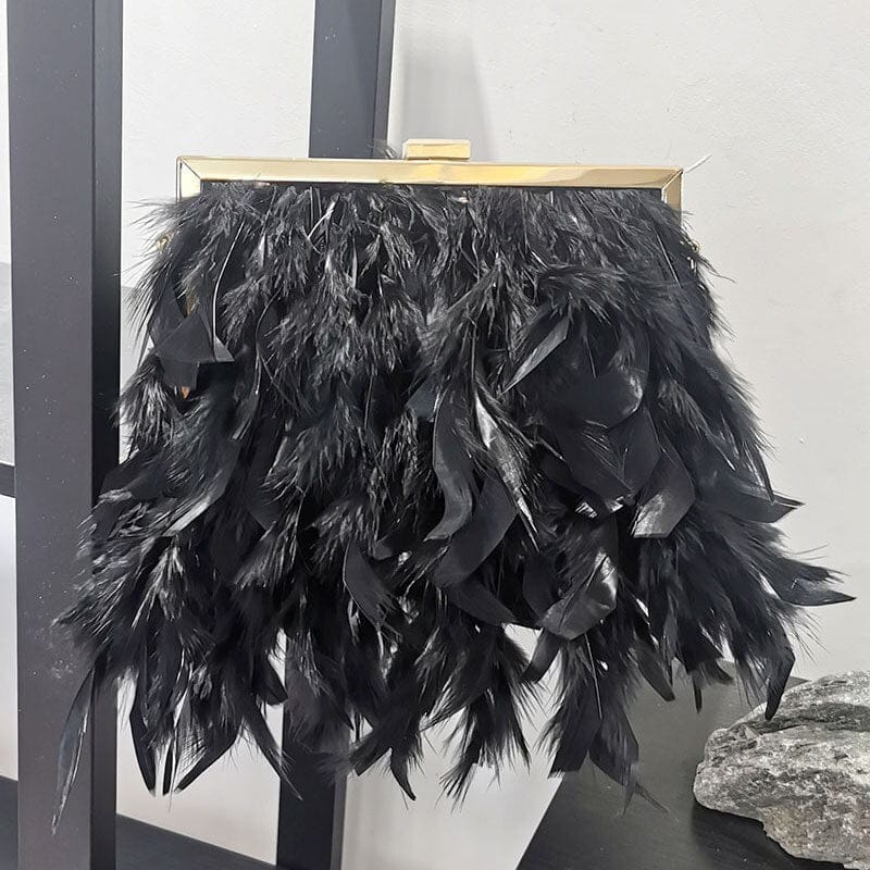 Gatsby Feather &amp; Pearl Evening Bag - Floral Fawna