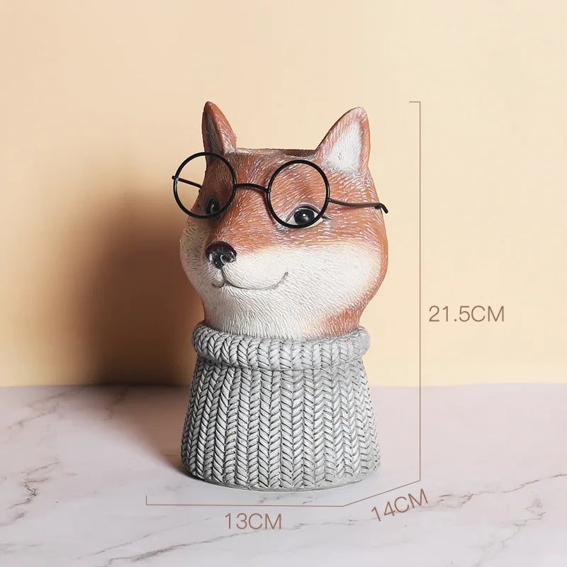 Animal Wearing Glasses Plant Pot - Floral Fawna
