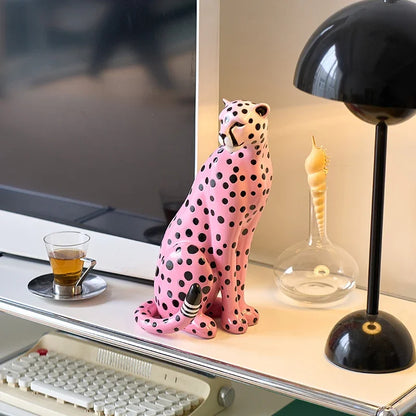 Pink Leopard Sculpture