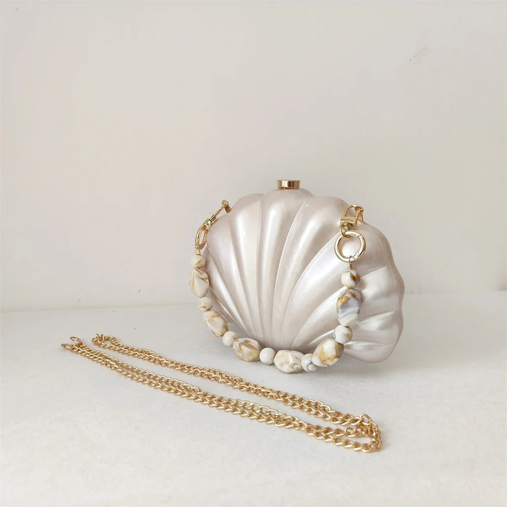Acrylic Shell Clutch Bag - Floral Fawna
