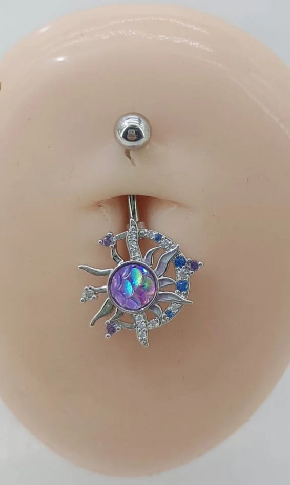 Celestial Zircon Belly Button Ring - Floral Fawna