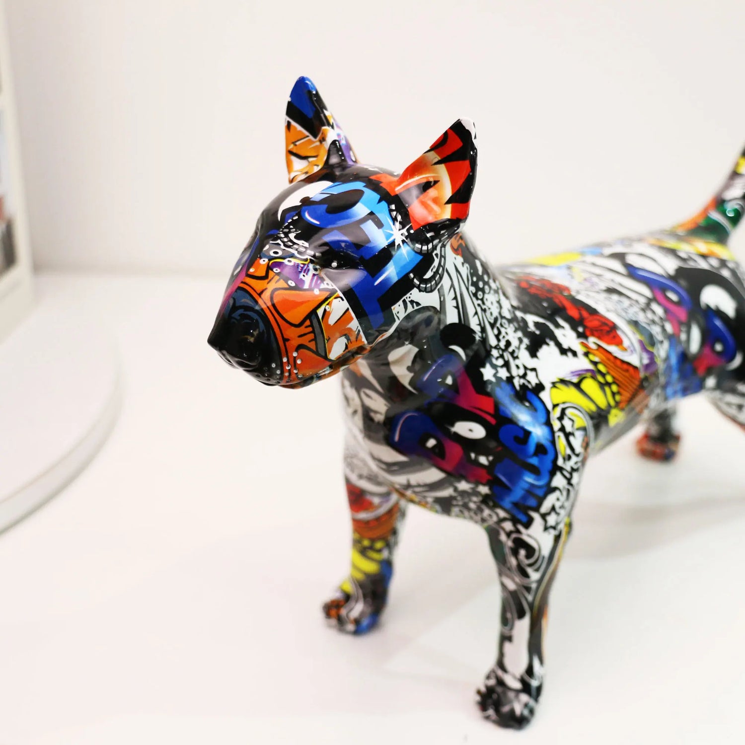 Modern Graffiti Bull Terrier Sculpture - Floral Fawna