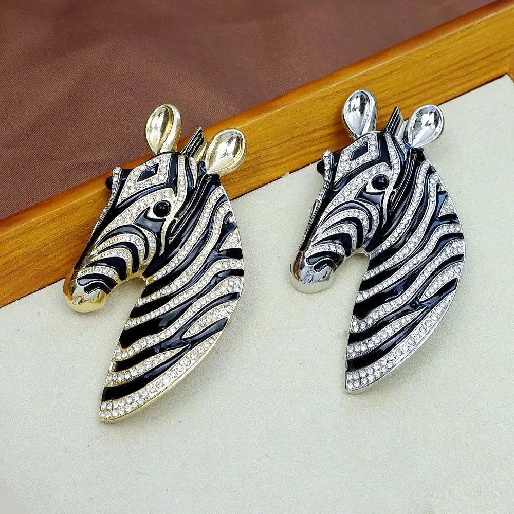 Zebra Rhinestone Brooch