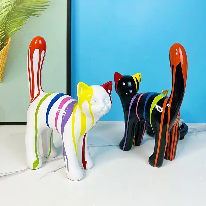 Paint Splash Cat Sculpture - Floral Fawna