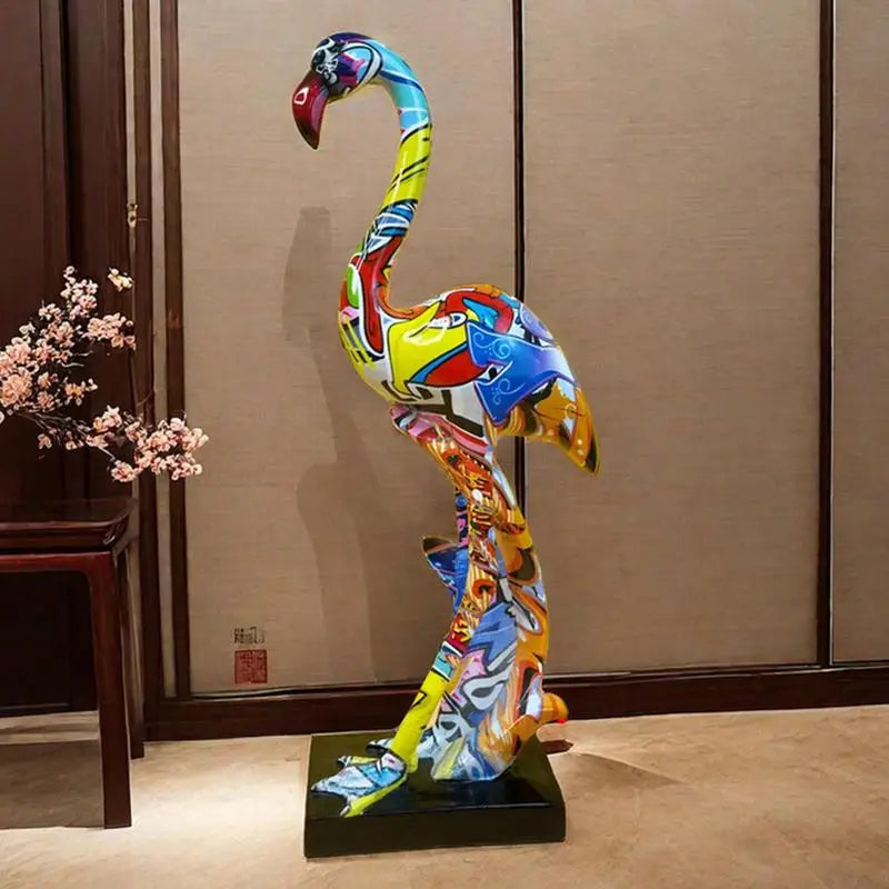 Abstract Flamingo Sculpture - Floral Fawna