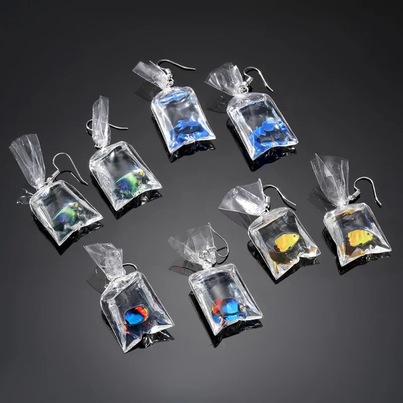 Tropical Fish in Water Bag Earrings - Floral Fawna