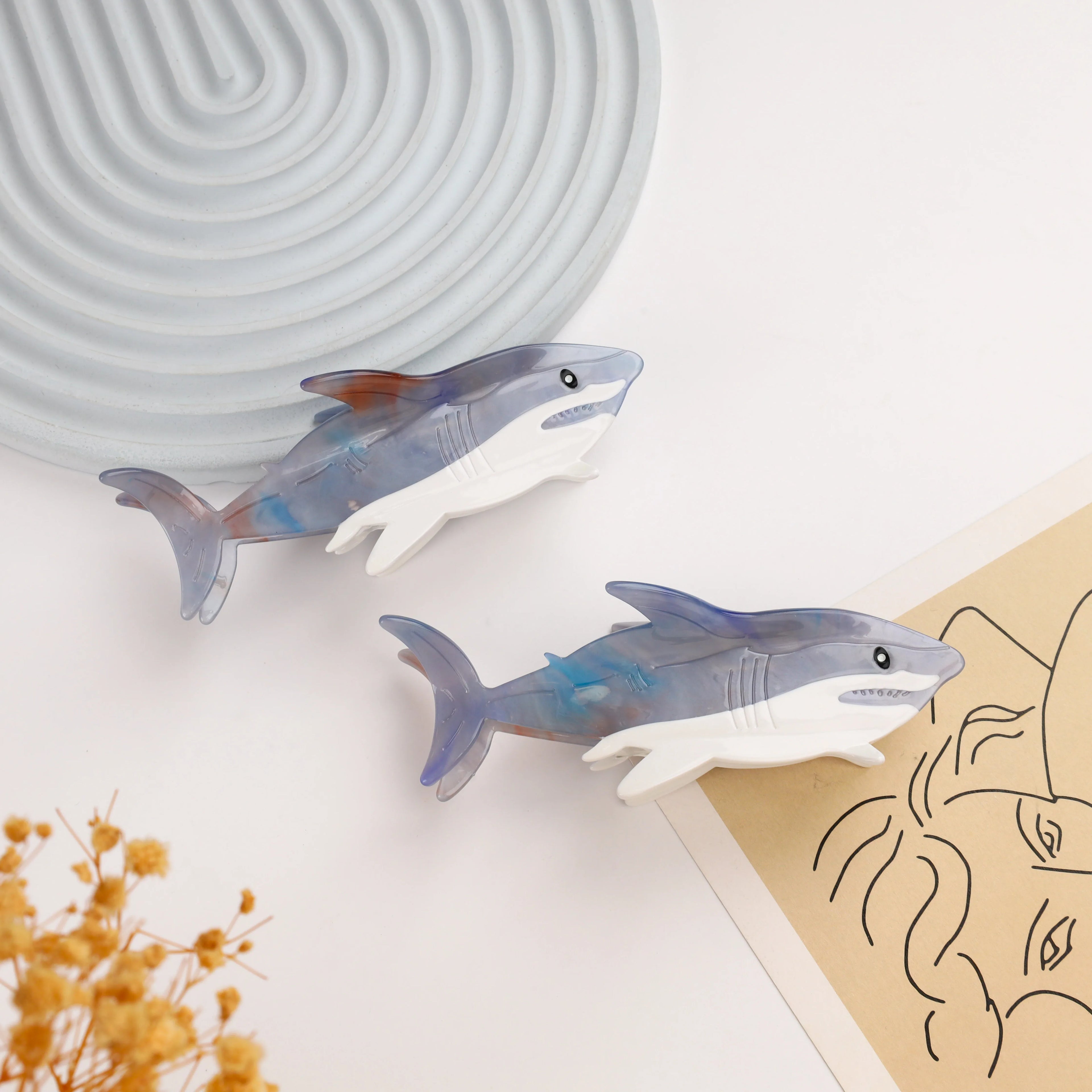 Great White Shark Claw Clip - Floral Fawna