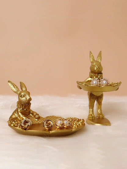 Gold Rabbit Trinket Dish - Floral Fawna