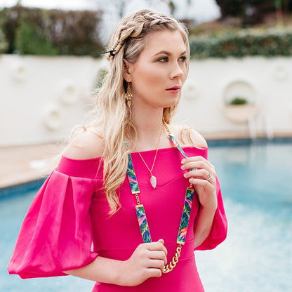 Floral Jungle Print Beaded Necklace