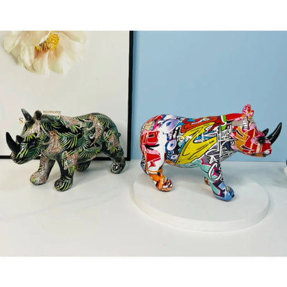 Abstract Rhino Sculpture - Floral Fawna