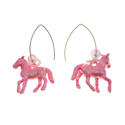 Holographic Horse Earrings - Floral Fawna